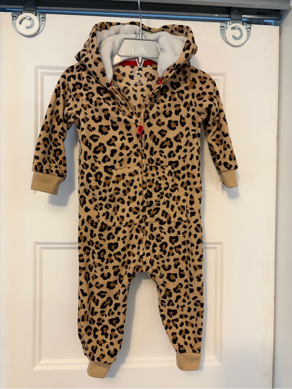 Carter's Leopard Print Hooded One-Piece - Tan & Black
